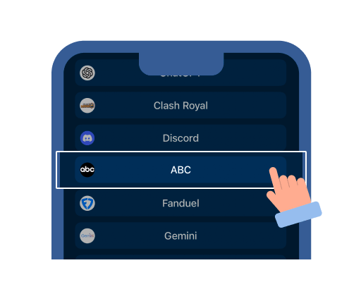 Select the service of your choice from the dropdown list